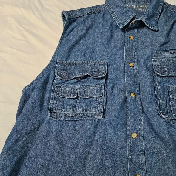 Boulder Creek Womens Sleeveless Shirt Button Up Size 2XL Blue Jean 100% Cotton - Picture 8 of 12